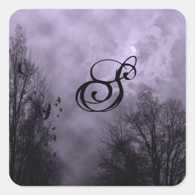 Custom Initial Haunted Sky Purple Mist Sticker (Front)