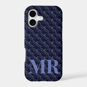 Custom Initial Large Modern Blue Lattice Rubber