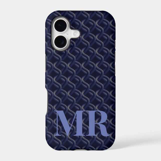Custom Initial Large Modern Blue Lattice Rubber (Back)