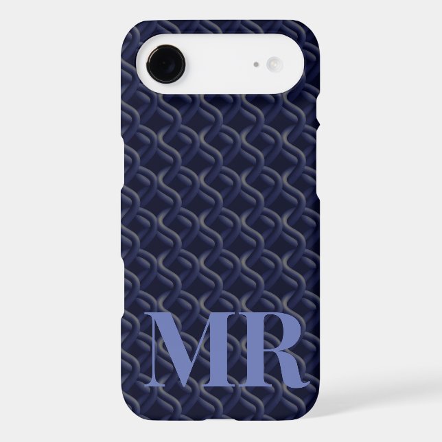 Custom Initial Large Modern Blue Lattice Rubber (Back)
