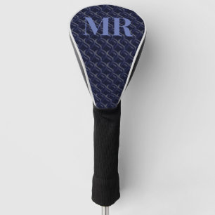 Custom Initial Large Modern Blue Lattice Rubber Golf Head Cover