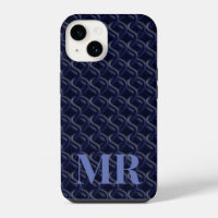 Custom Initial Large Modern Blue Lattice Rubber