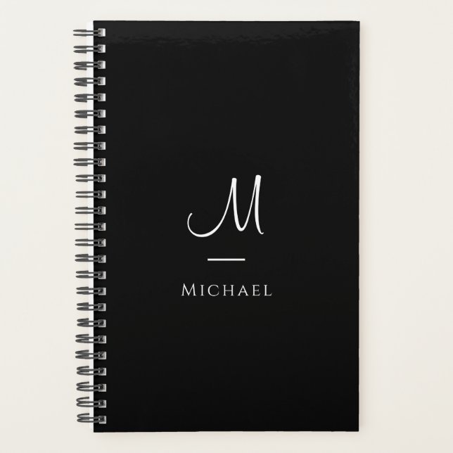 Custom Initial Letter Elegant Modern Monogram Planner (Front)
