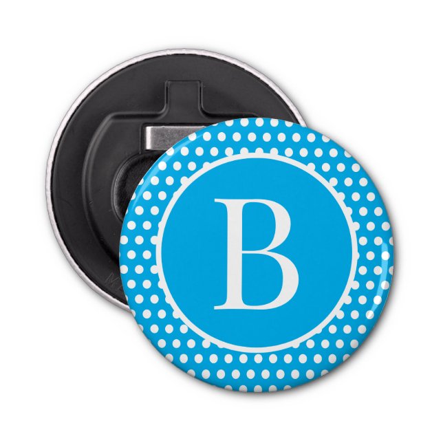 Custom initial letter Polka Dot  Bottle Opener (Front)