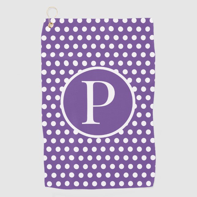 Custom initial letter Polka Dot  Golf Towel (Front)