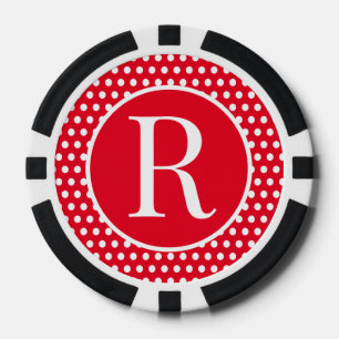 Custom initial letter Polka Dot  Poker Chips