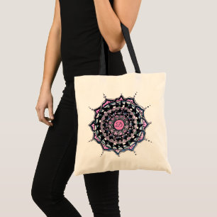 Custom Initial Mandala Design Tote Bag