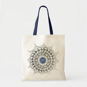 Custom Initial Mandala Design Tote Bag