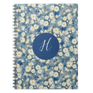 Custom Initial Monogram Daisies Floral Notebook