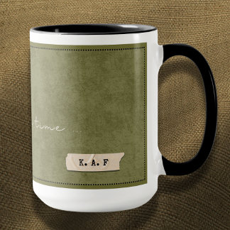 Custom Initial Moss Green Forest Storyteller Mug