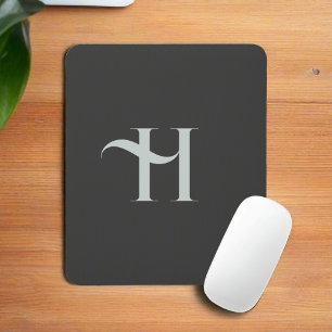 Custom Initial Name l Classy Olive Green Monogram Mouse Pad