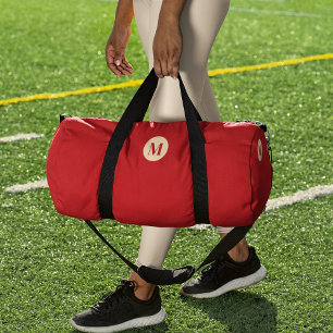 Custom Initial Name Red Gingham Fitness Duffle Bag
