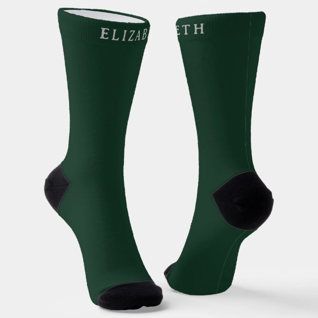 Custom Initial & Name with Phthalo Green Colour Socks (Angled)