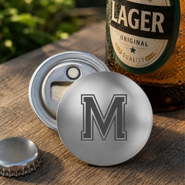 Custom Initial Personalised Monogram Brushed Metal Bottle Opener (Creator Uploaded)