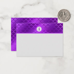 Custom initial purple mermaid scales pattern card