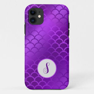 Custom initial purple mermaid scales pattern Case-Mate iPhone case