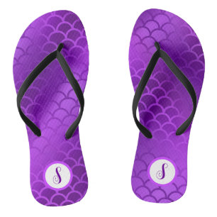 Custom initial purple mermaid scales pattern jandals