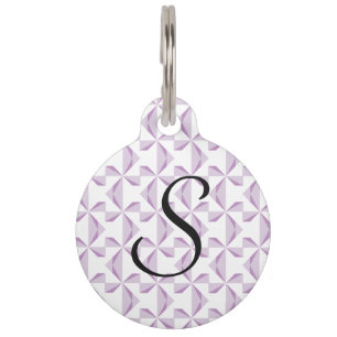 Custom Initial Purple Pinwheels Pet Tag