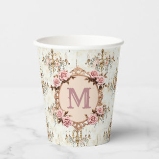 Custom Initial Rococo Coquette Regency Party Paper Cups