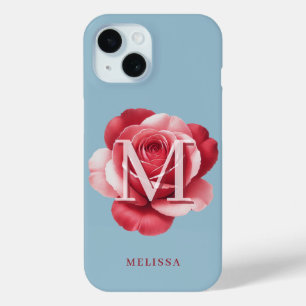 Custom Initial Rose iPhone Case Modern Floral