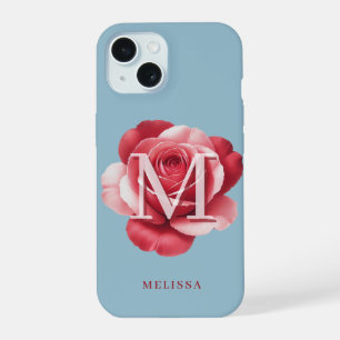 Custom Initial Rose iPhone Case Modern Floral