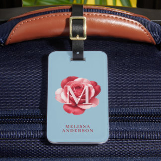 Custom Initial Rose iPhone Case | Modern Floral  Luggage Tag
