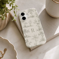 Custom Initial Sage Green Toile Wallpaper Style