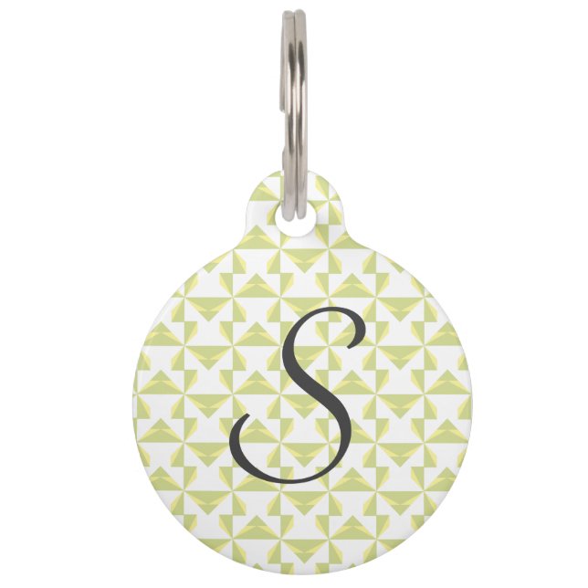 Custom Initial Sage Pinwheels Pet Tag (Front)