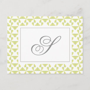 Custom Initial Sage Pinwheels Postcard