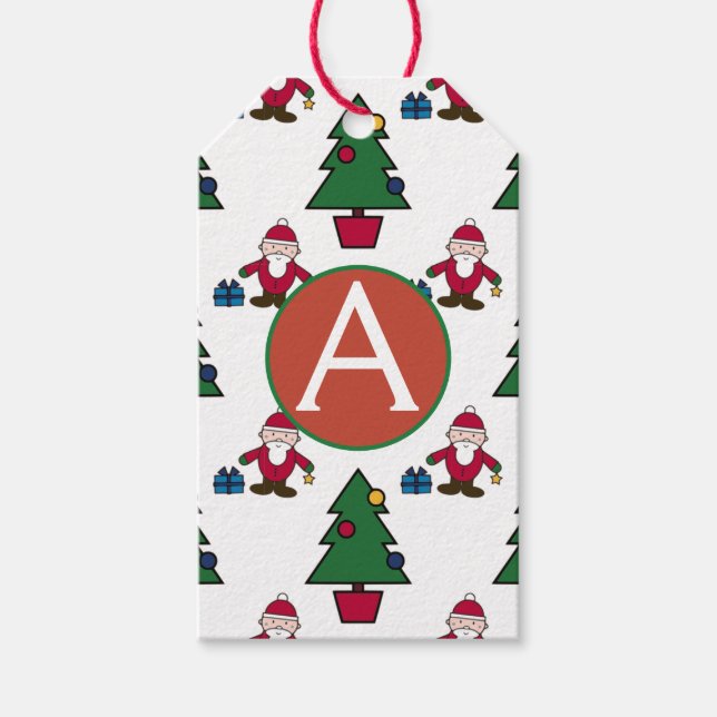 CUSTOM INITIAL Santa Claus Gift Tag (Front)
