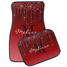 Custom Initial Script Glitter Drip Burgundy Red