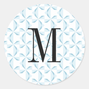 Custom Initial Sky Blue Pinwheels Classic Round Sticker