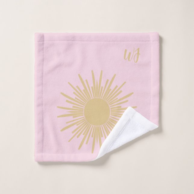Custom Initial Sun  Bath Towel Set (Wash Cloth)