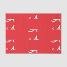 CUSTOM INITIAL TISSUE PAPER IN RED AND WHITE