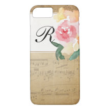 Custom Initial Vintage Sheet Music Phone Case