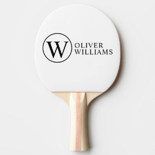 Custom Initial W Circle Monogram White Ping Pong Paddle
