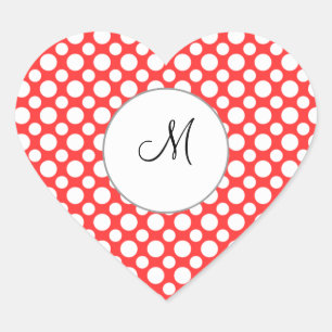 Custom Initial White Polka Dots on Red Sticker