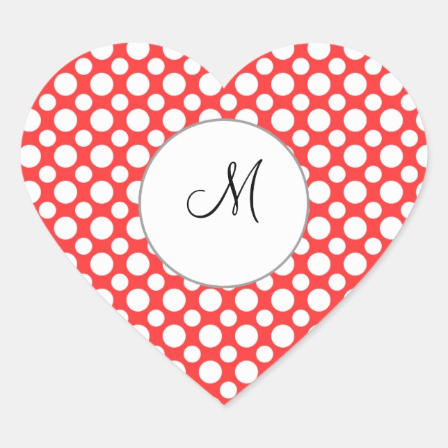 Custom Initial White Polka Dots on Red Sticker (Front)