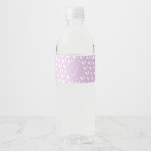 Custom initial white silhouette leaves purple water bottle label