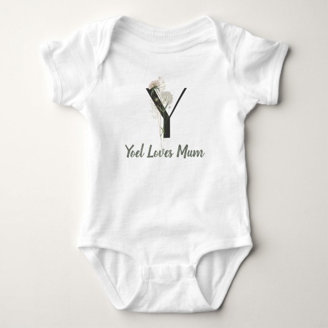 Custom Initial Y With Soft colour flower Baby Bodysuit (Front)