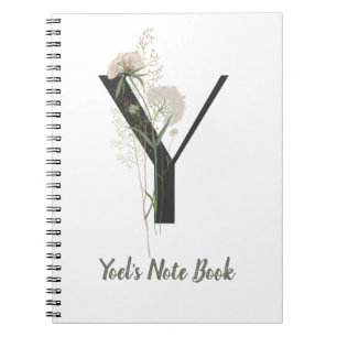 Custom Initial Y With Soft colour flower Notebook
