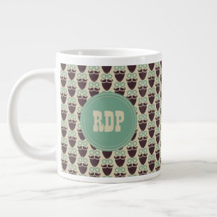 Custom Initials Beards & Eyeglasses Hipster Large Coffee Mug