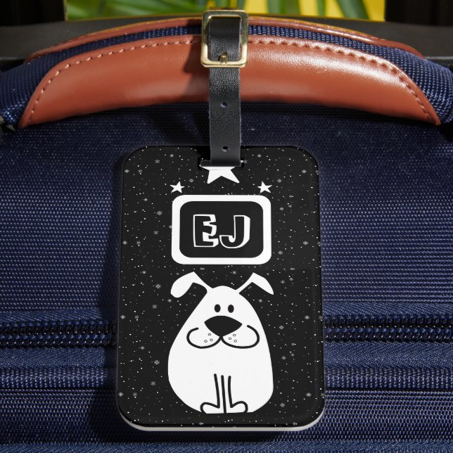 Custom Initials Dog-Themed Luggage Tag (Front Insitu 2)