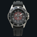 Custom Initials Firefighter Maltese Cross Black Watch<br><div class="desc">A custom initials firefighter /fire rescue Maltese cross symbol watch.</div>