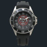 Custom Initials Firefighter Maltese Cross Black Watch<br><div class="desc">A custom initials firefighter /fire rescue Maltese cross symbol watch.</div>