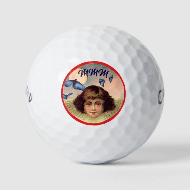 CUSTOM INITIALS GOLF BALL VINTAGE ANGEL  (Front)