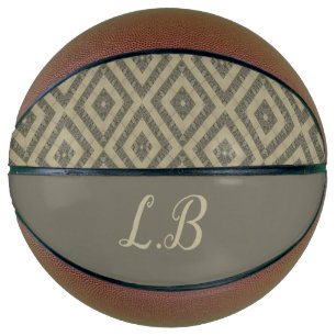 Custom initials grey brown pave bricks pattern basketball