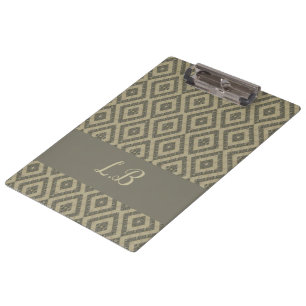 Custom initials grey brown pave bricks pattern clipboard