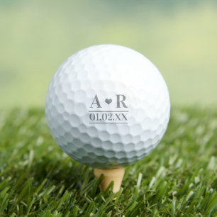 Custom Initials Heart Design Anniversary Wedding Golf Balls