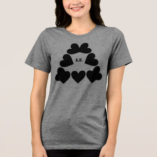 Custom Initials Heart Triangle Ladies Tri-Blend Shirt